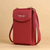 Women mobile phone crossbody large wallet shoulder bag in red PU leather with durable design for daily use.