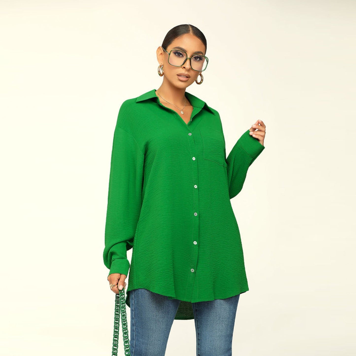 Fall Women Long Sleeve Solid Color Top Loose Casual Shirt Women Bella Mia