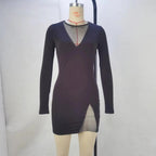 Elegant women's spring and autumn dress by Plush Fashion Hub featuring long sleeves, a fitted silhouette, and a stylish design.