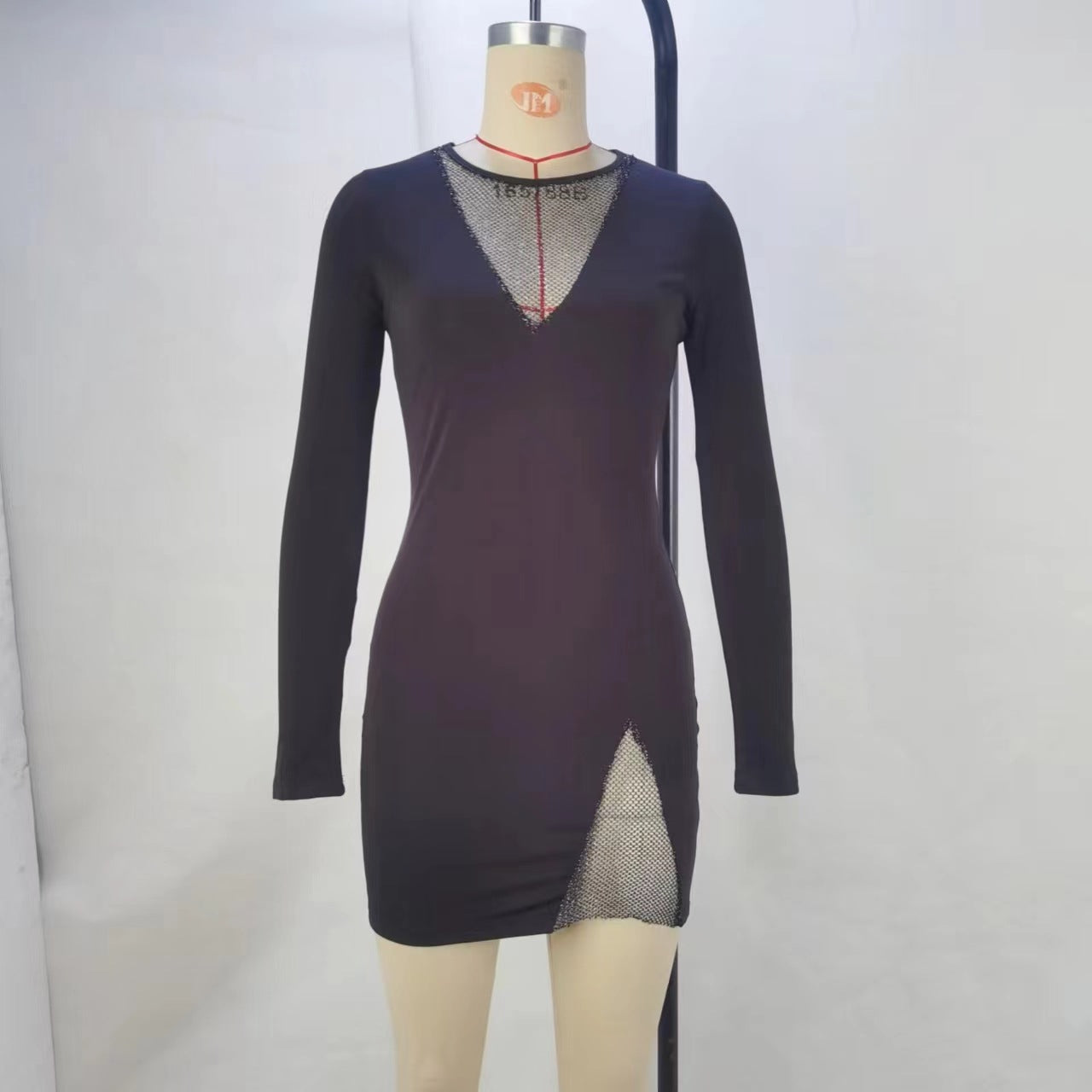 Elegant women's spring and autumn dress by Plush Fashion Hub featuring long sleeves, a fitted silhouette, and a stylish design.