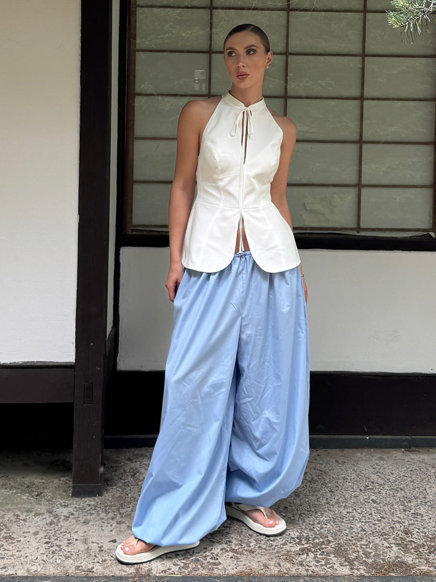 Loose cotton bloomers from Plush Fashion Hub featuring wide-leg, casual autumn street style trousers for women.