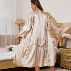 Bella Mia two-piece ice silk pajamas set featuring a casual, sexy nightgown and sling for comfortable home wear.