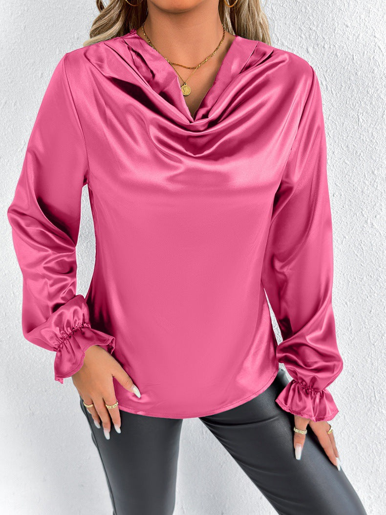 Women’s satin summer top by Bella Mia, artificial silk shirt with a stylish, smooth fabric and relaxed fit.