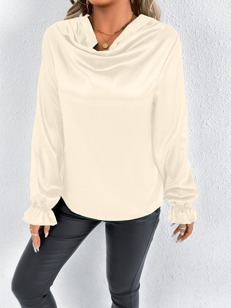Women’s satin shirt by Bella Mia, summer artificial silk top with a stylish, smooth satin finish, perfect for warm weather.