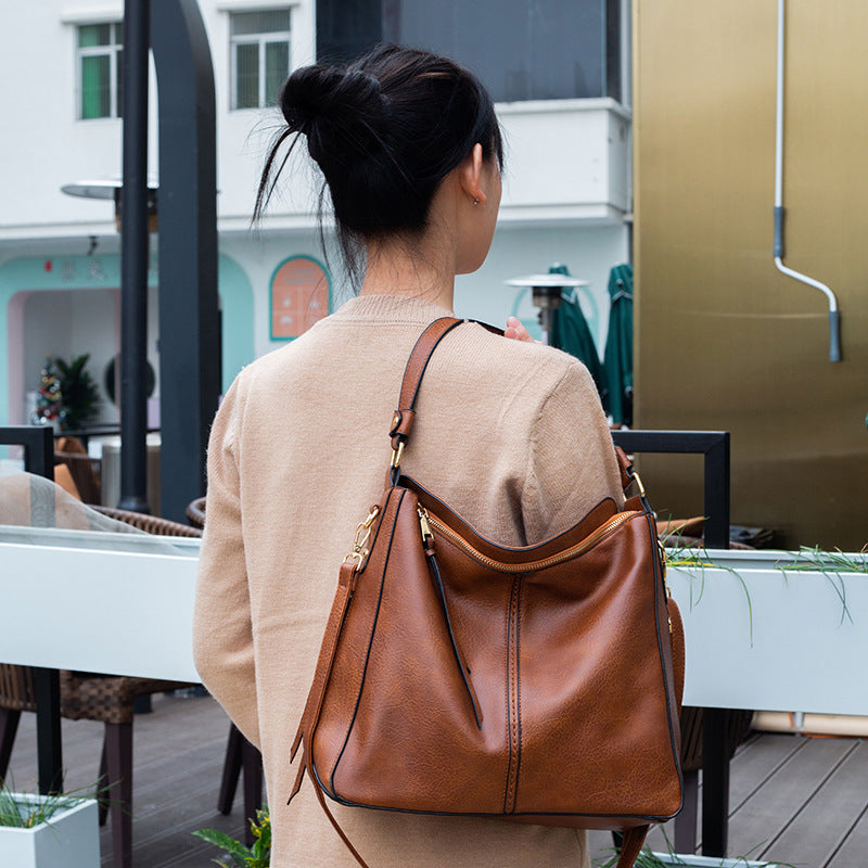 Large vegan leather hobo handbag for women with detachable long strap Plush Fashion Hub