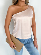 Women’s satin camisole top by Bella Mia, sleeveless summer vest with a smooth satin finish perfect for warm weather.