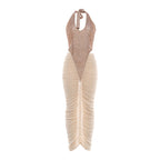 Bella Mia women's ruffle hip dress with see-through mesh, sequined stitching, and a stylish autumn winter fashion look.