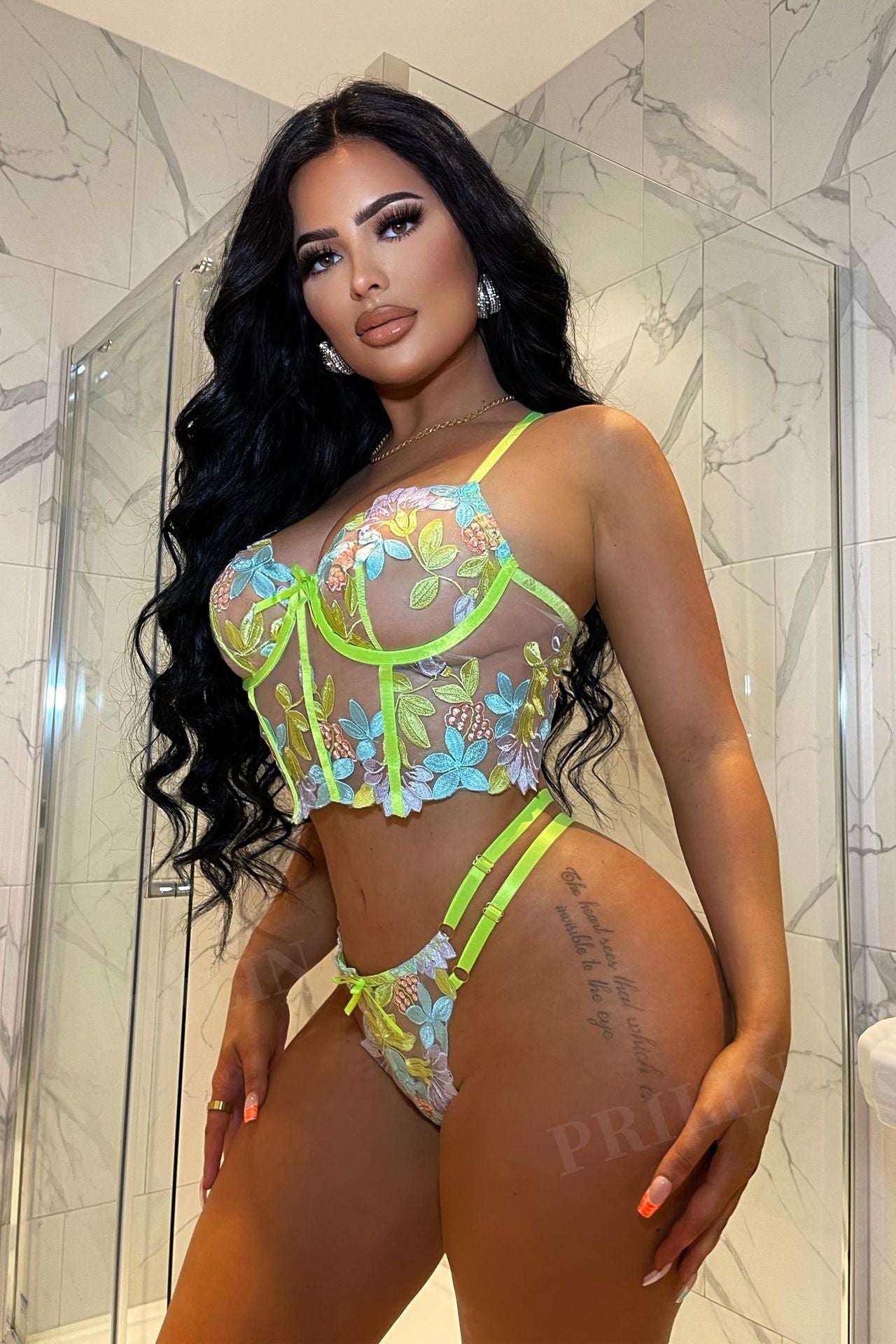 Sexy See-through Mesh Forest Embroidery Garter Sexy Suit Bella Mia