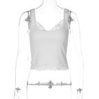 Bella Mia women's lace short vest top in a solid color, featuring a sexy, fitted design with lace details and a stylish, versatile look.