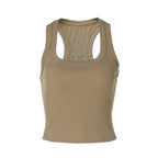 Bella Mia women's summer V-neck cropped vest in solid color, slim fit, U collar, stylish I shape design for women.