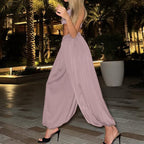 Women’s summer sleeveless vest and tapered trousers two-piece set by Plush Fashion Hub, featuring loose fit and casual style.