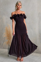 Solid color mesh off-shoulder summer dress by Plush Fashion Shop, slim fit, sexy vacation dress with stylish design.