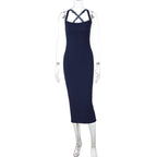 Bella Mia sexy halterneck dress with suspenders, backless, slim fit, figure-flattering French dress for women.