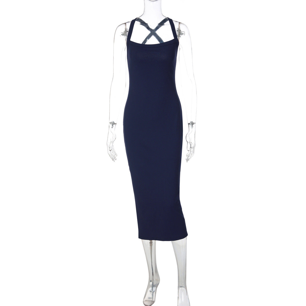 Bella Mia sexy halterneck dress with suspenders, backless, slim fit, figure-flattering French dress for women.