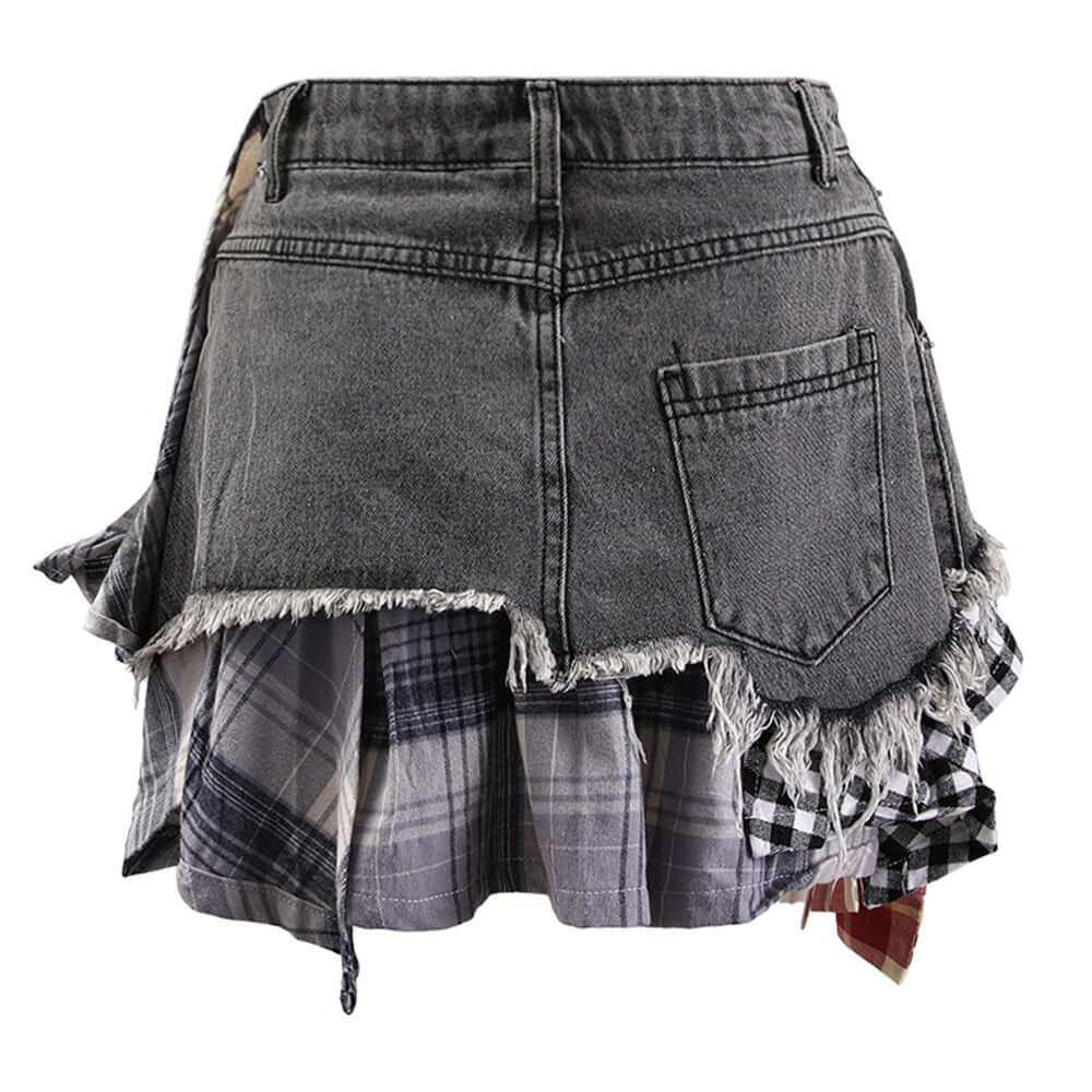 Deconstructing Design Sense Denim Skirt Female IrregularExperience effortless style with our Deconstructing Design Sense Denim Skirt. Made with comfortable and durable cotton fabric, this skirt features a trendy striped aSkirtPlush Fashions ShopPlush Fashion Shop