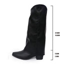 Bella Mia retro rivet high top western cowboy boots for women with pointed toe, long mid heel, slip-on design, and knee-high style.