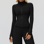 Bella Mia autumn winter stand collar coat with zipper, windproof, warm velvet top suitable for running and casual winter wear.