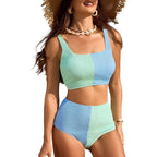 Bella Mia women's high waist bikini swimwear featuring a solid color, sexy split design and flattering fit.