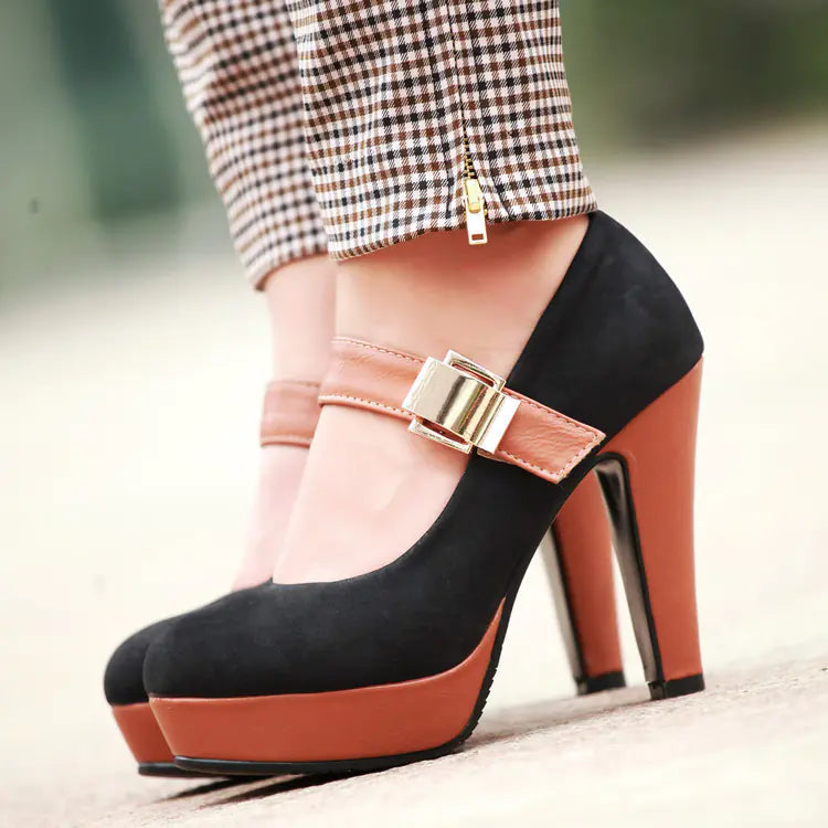 Women’s waterproof platform high heels from Trendy Attic Store01, featuring a stylish design and sturdy sole.