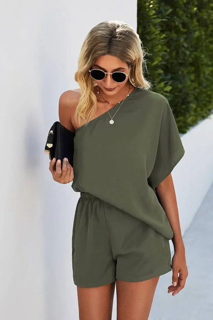 Olive Green Captiva Romper -clearance - Plush Fashion Hub