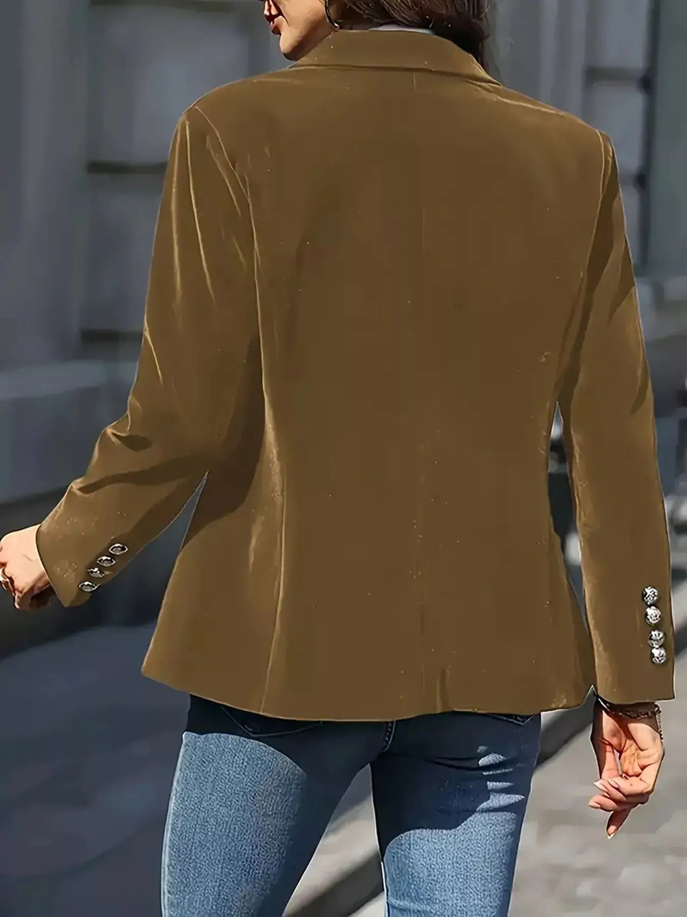 One Button Long Sleeve Blazer - Plush Fashion Hub