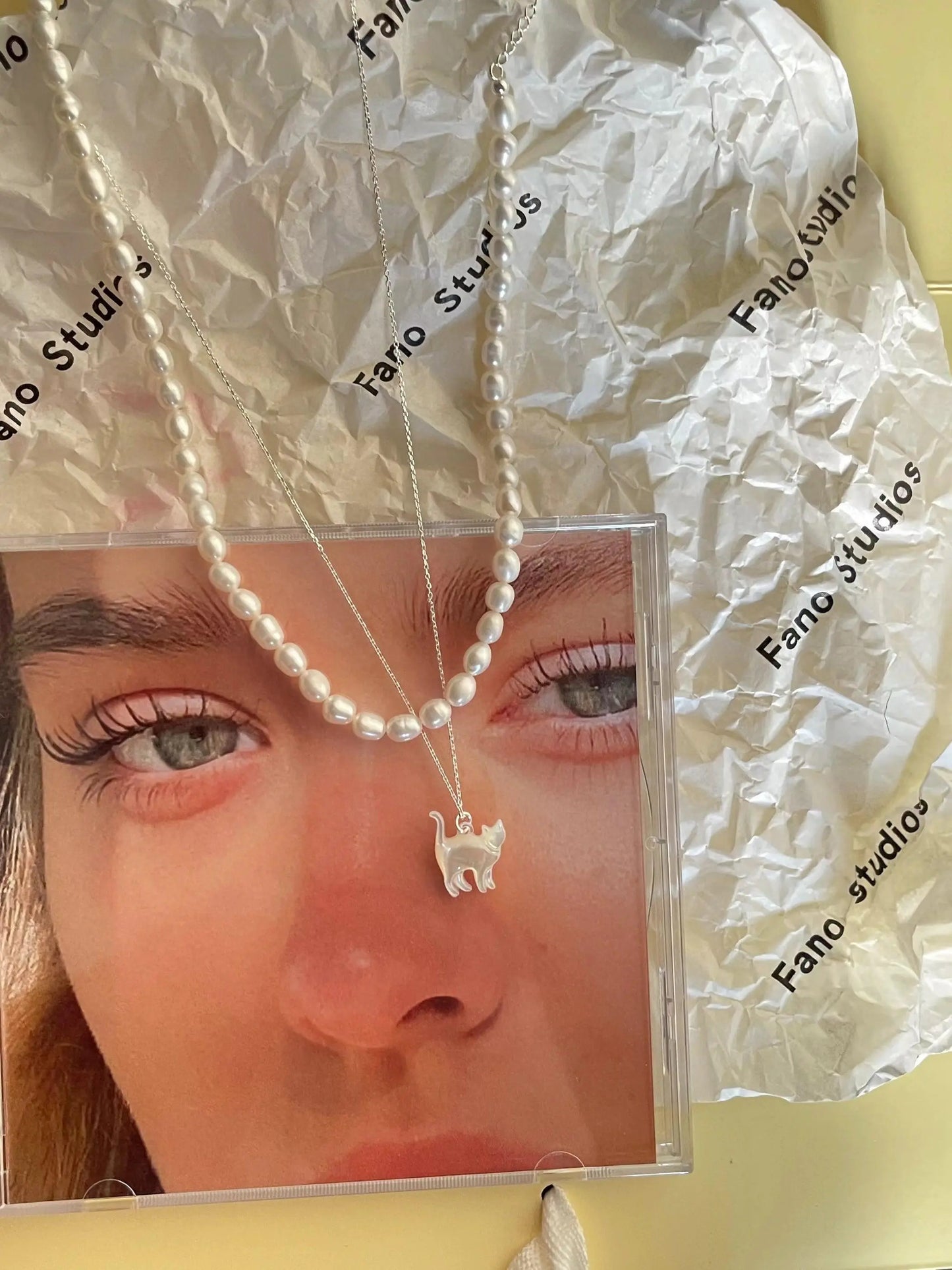 Original Cat&Pearl Stack Silver Necklace Plush Fashion Hub