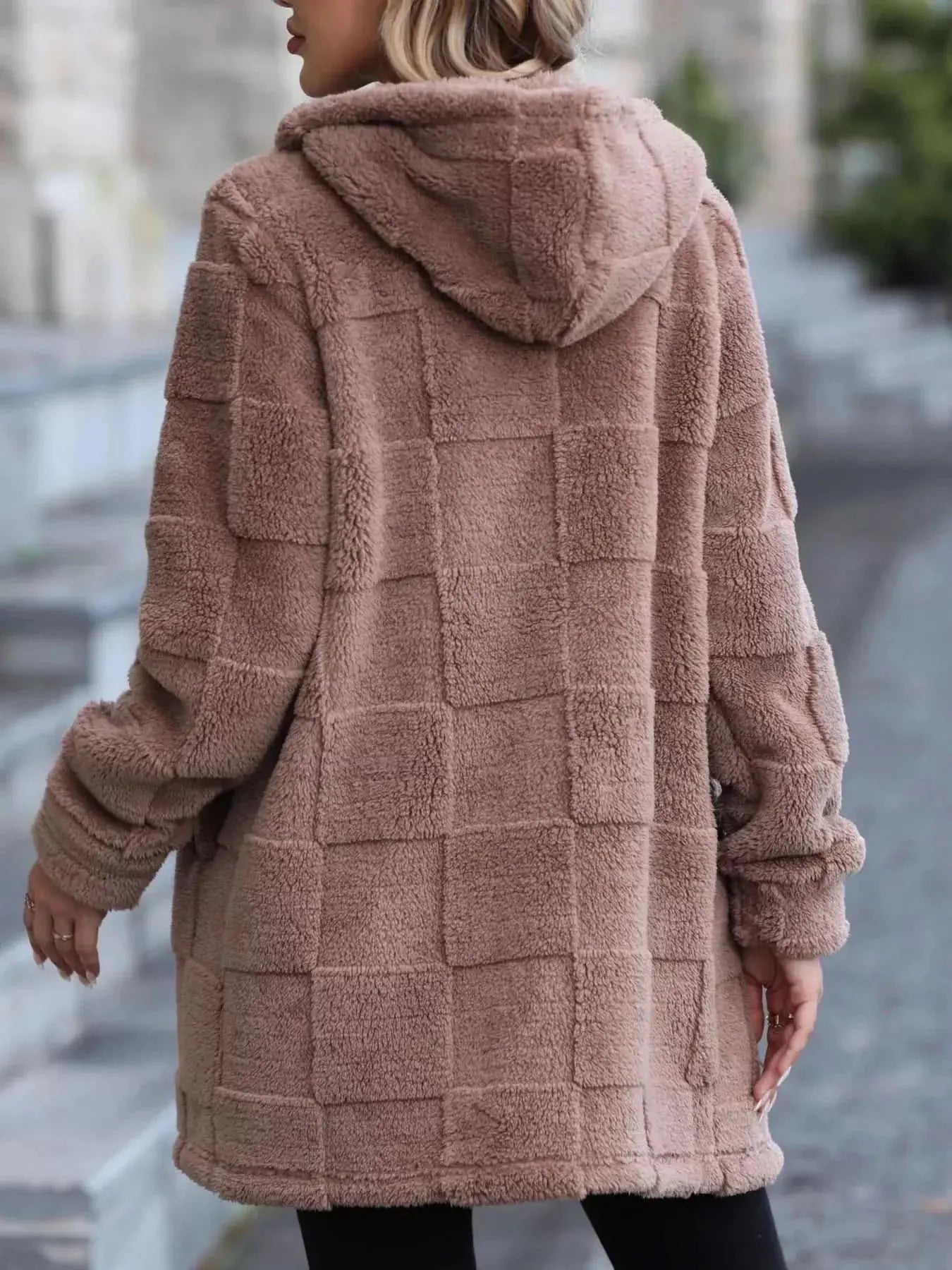 Oversized Fleece Zip Up Hooded Outerwear With Pockets Gilded Glamour Shop