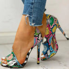 Fashion floral peep-toe high heels for women, stylish Trendy Attic Store01 shoes with floral design and elegant heel.
