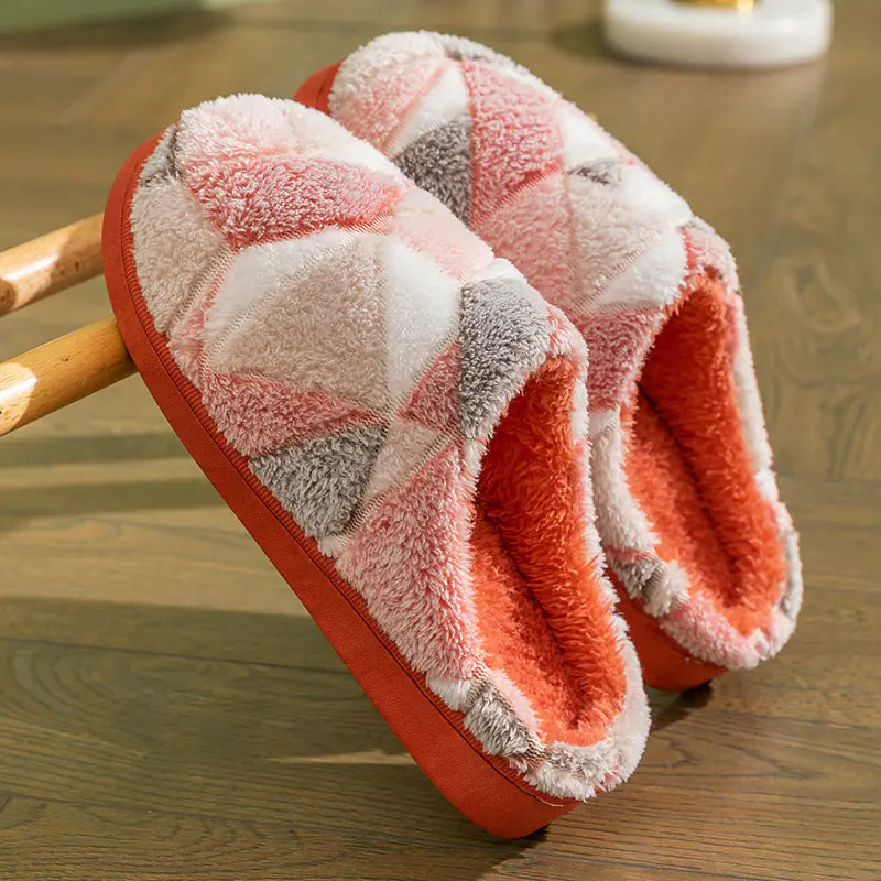 Women’s plush slippers with thick, soft bottoms for autumn and winter, featuring cozy, warm footwear from Trendy Attic Store01.