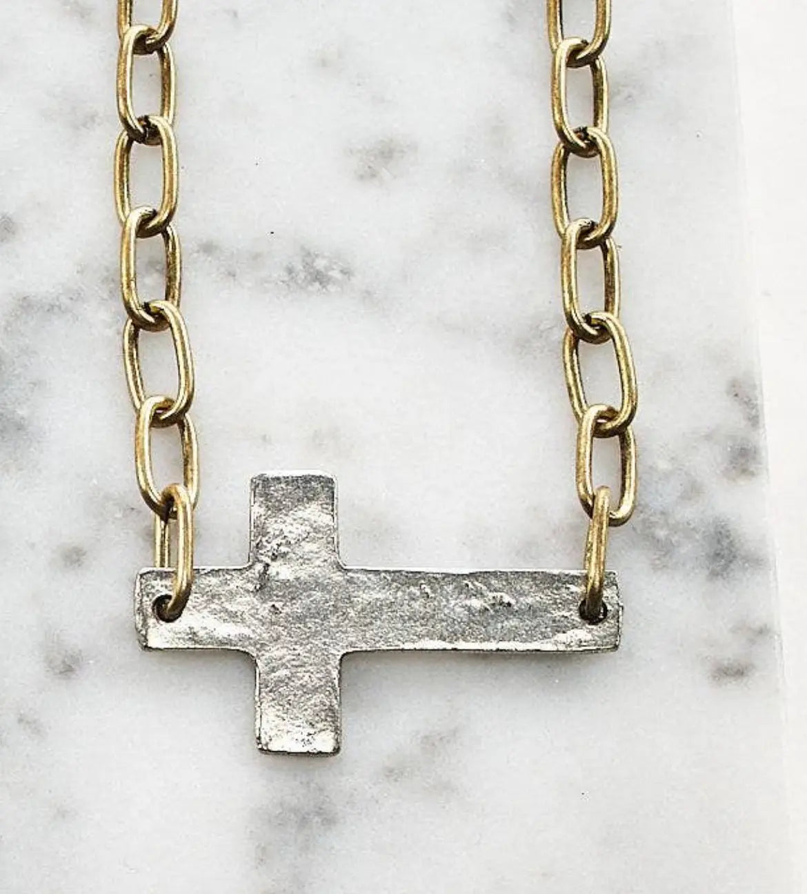 Paper Clip Chain Cross Necklace Pretty Little Patriot
