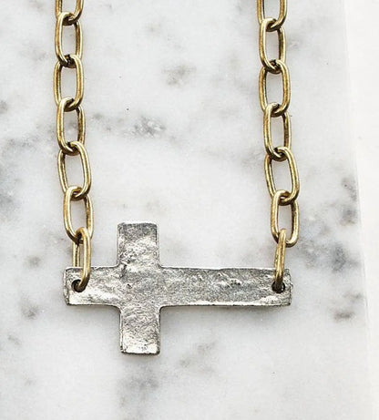 Paper Clip Chain Cross Necklace Pretty Little Patriot