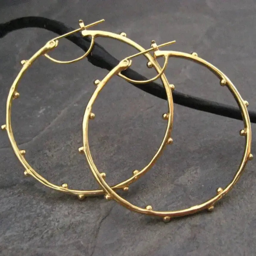 Gold plated personalized geometric clip-on earrings from Plush Fashion Hub, modern statement jewelry with minimalist copper ring design.