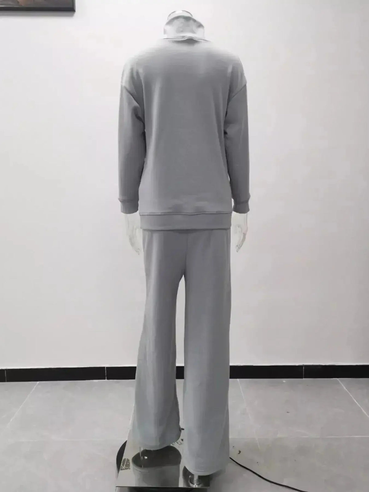 Plus size turtleneck long sleeve sweater and pants lounge set by Plush Fashion Hub, cozy two-piece outfit for relaxed wear.