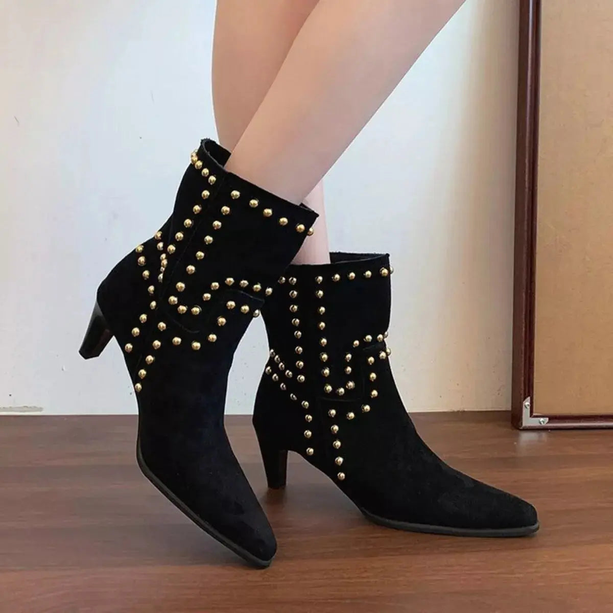 Point Toe Kitten Heels Boots - Plush Fashion Hub