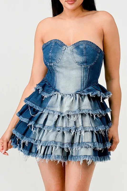 “Princess of Denim” Tiered Ruffle Dress OyeraCharisma