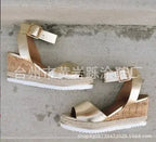 Korean style summer women sandals with wedge heel and peep-toe design, casual trendy footwear from Trendy Attic Store01