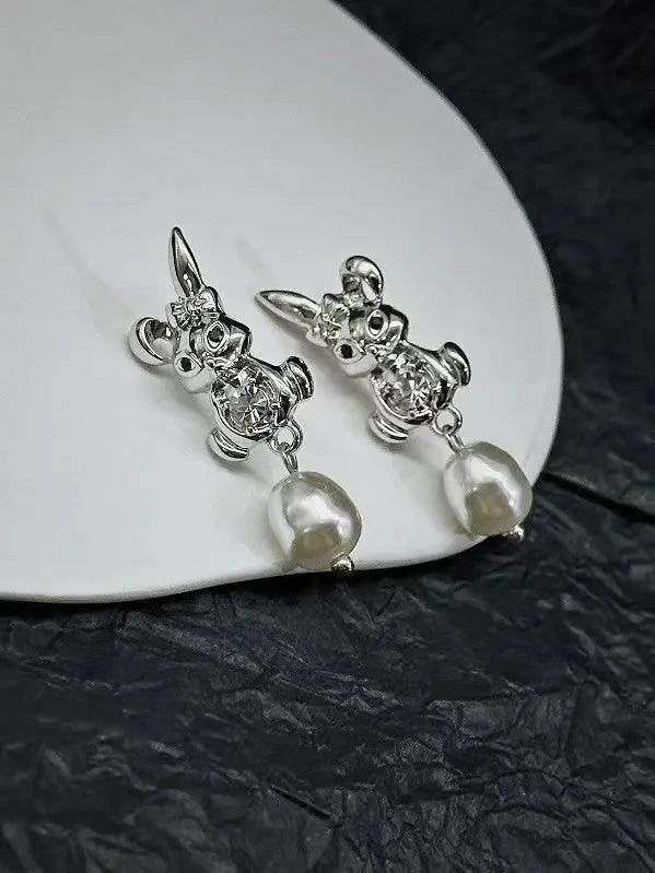 Rabbit&Pearl Earrings Plush Fashion Hub