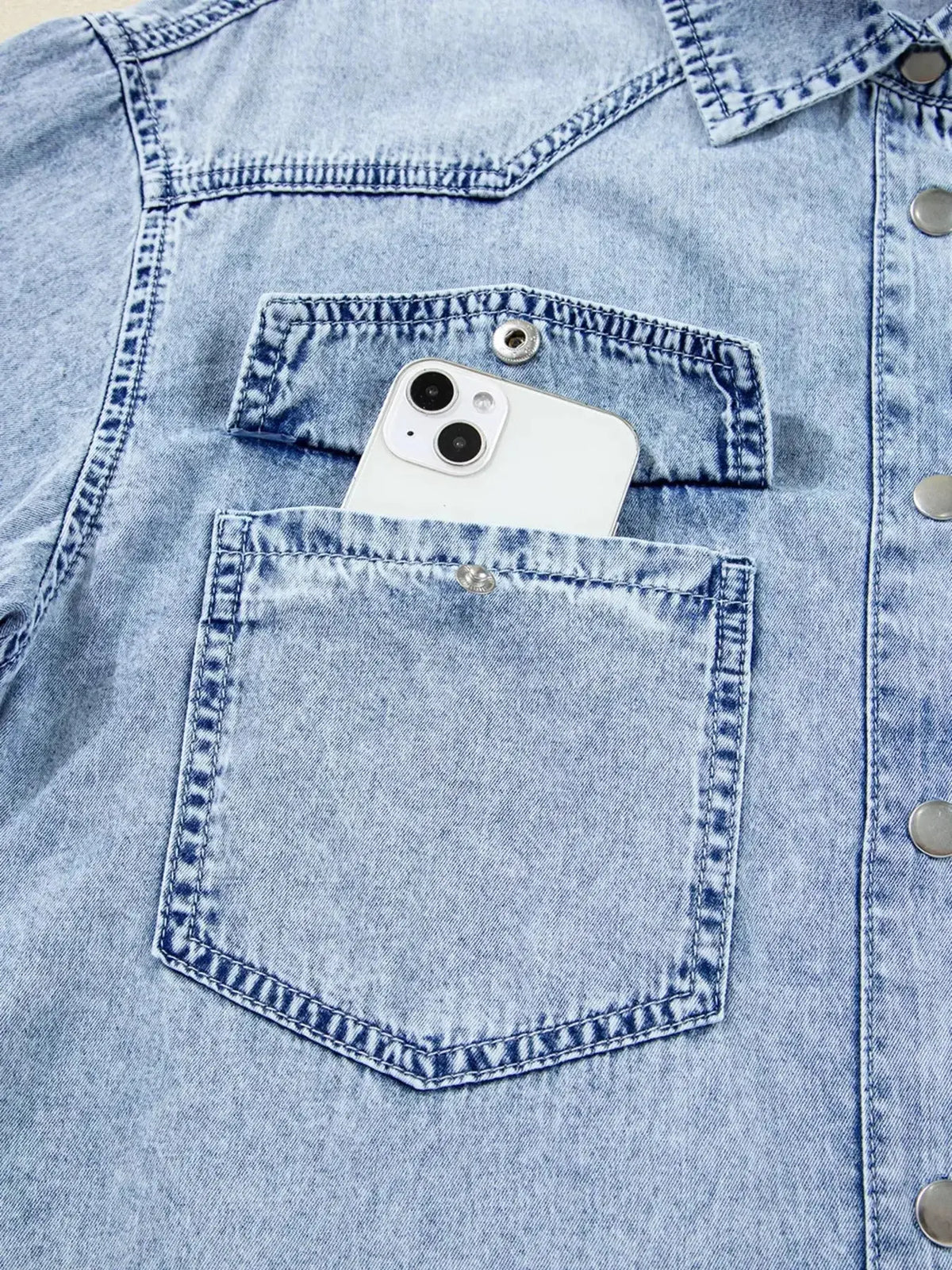 Relaxed fit cotton denim shirt dress with buttons, pockets, and raw hem, styled by Plush Fashion Hub.