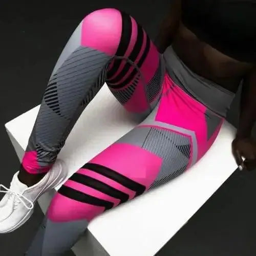 Women's high-waist reflective yoga pants from Plush Fashion Hub, breathable activewear with sporty reflective details.