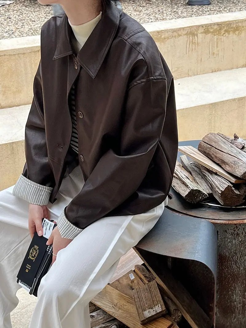 Retro PU Leather High-end Motorcycle Jacket Plush Fashion Hub