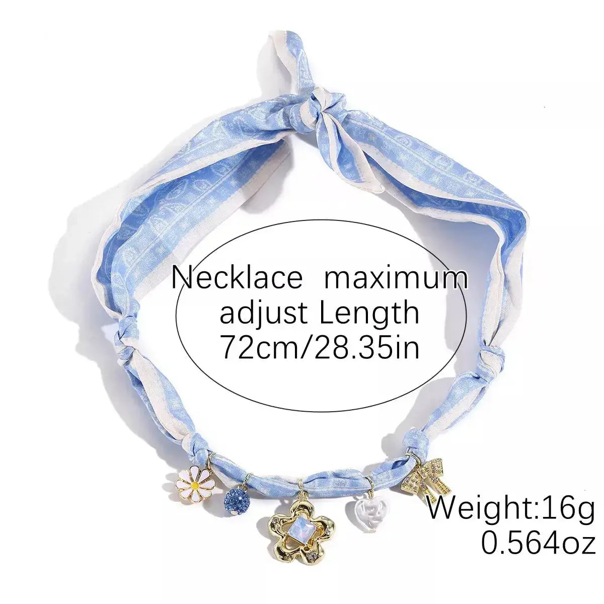 Elegant ribbon flower charm necklace with floral pendant jewelry for women, featuring delicate floral design and charming details.