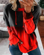 Women's gradient print crewneck sweatshirt by Plush Fashion Hub, loose fit hoodie with round neck and casual cozy style.