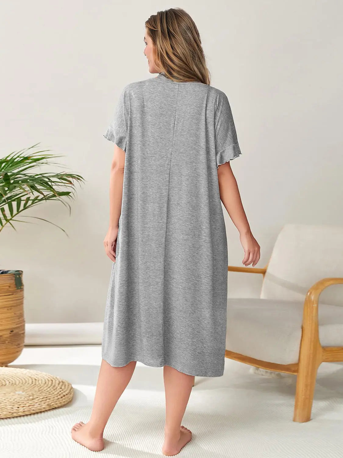 Round Neck Short Sleeve Lounge Dress OyeraCharisma