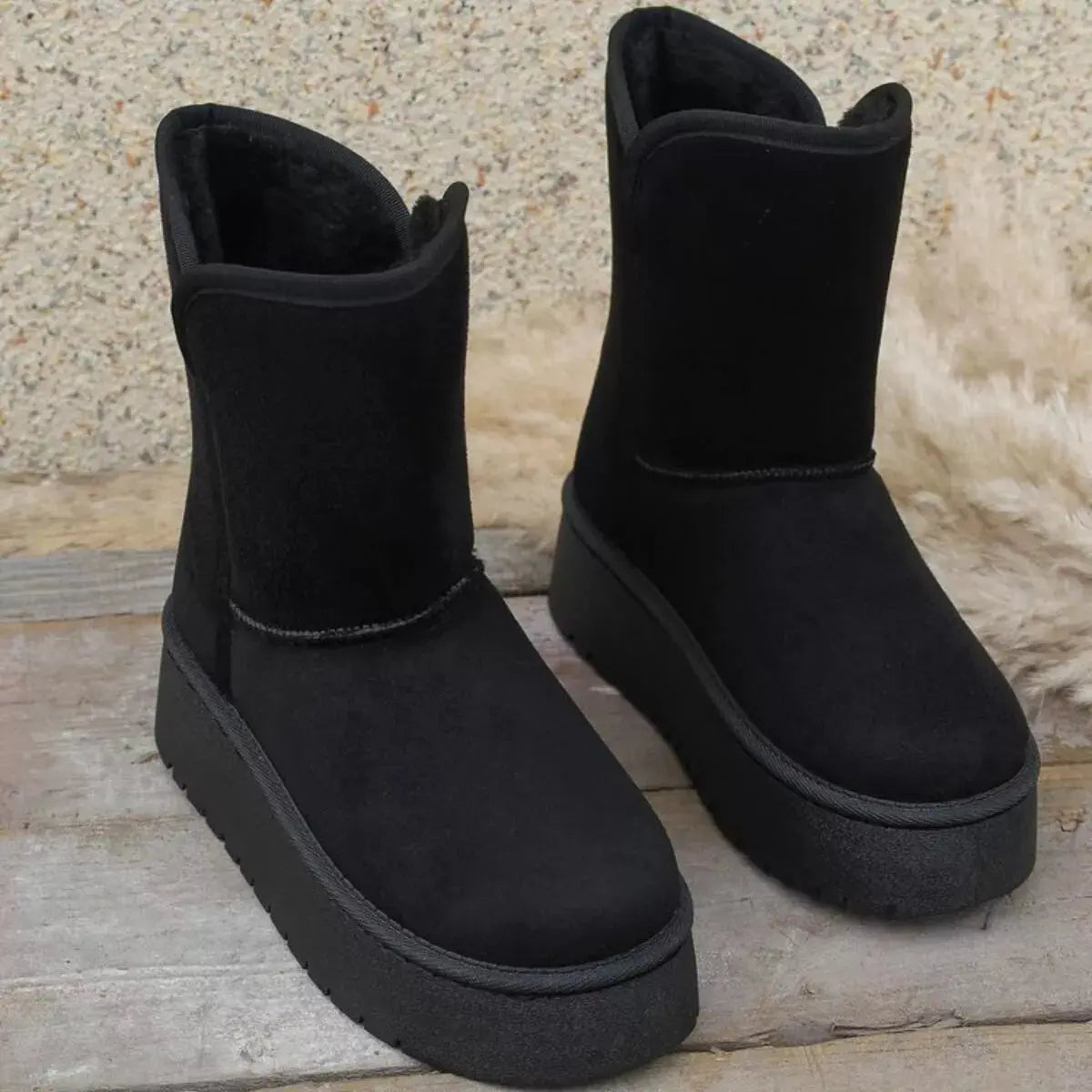 Round Toe Platform Boots - Plush Fashion Hub