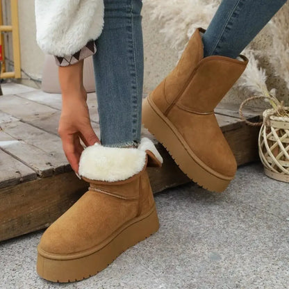 Round Toe Platform Boots - Plush Fashion Hub