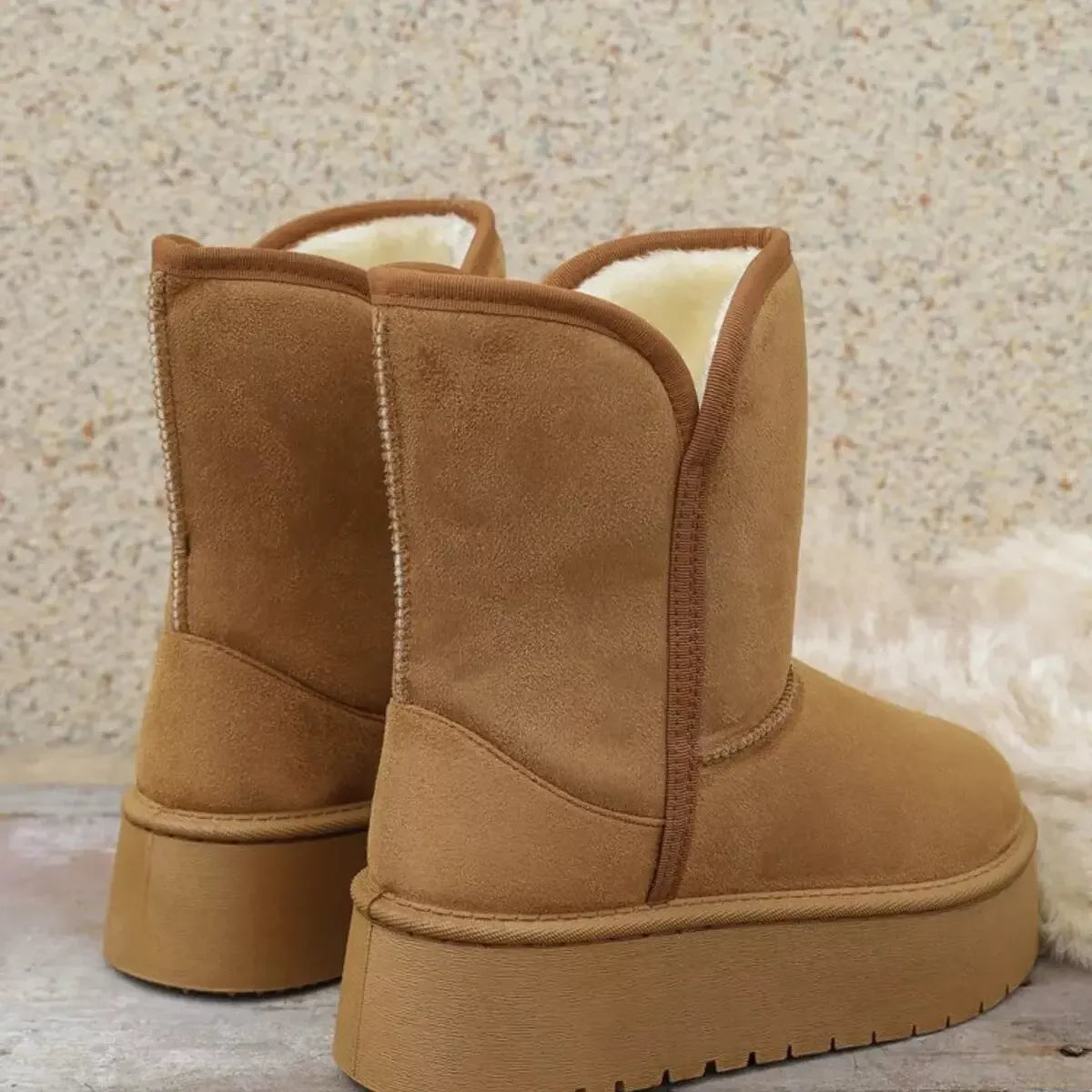 Round Toe Platform Boots - Plush Fashion Hub