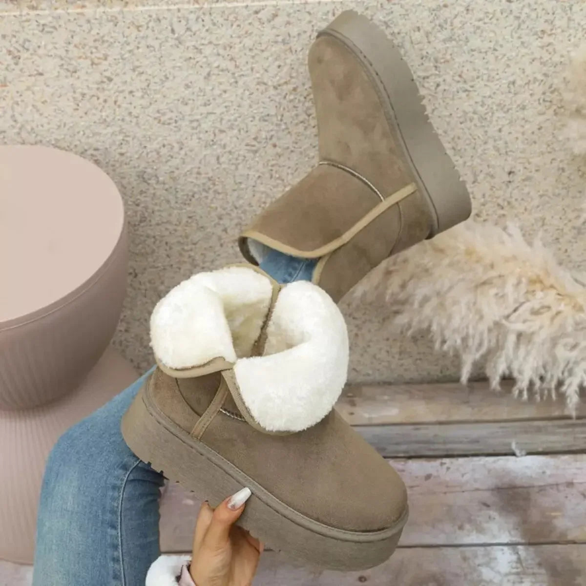 Round Toe Platform Boots - Plush Fashion Hub