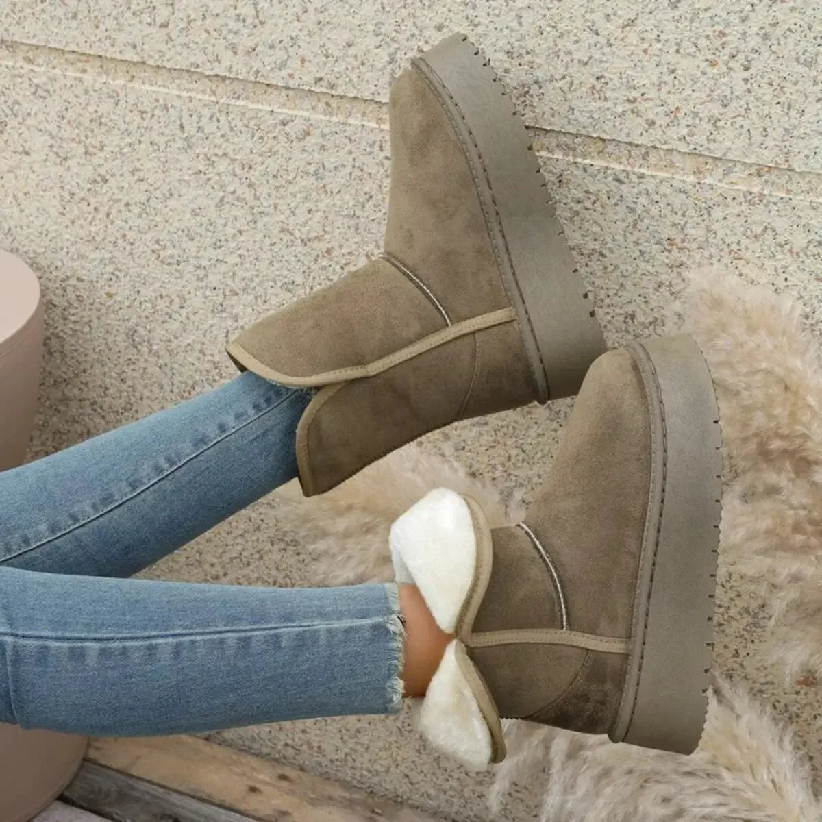 Round Toe Platform Boots - Plush Fashion Hub