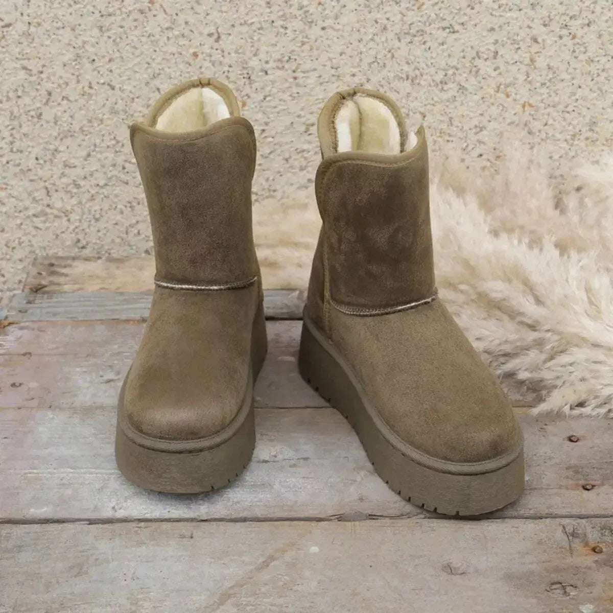 Round Toe Platform Boots - Plush Fashion Hub