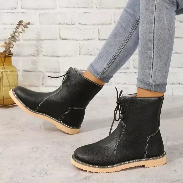Round Toe Platform Boots - Plush Fashion Hub